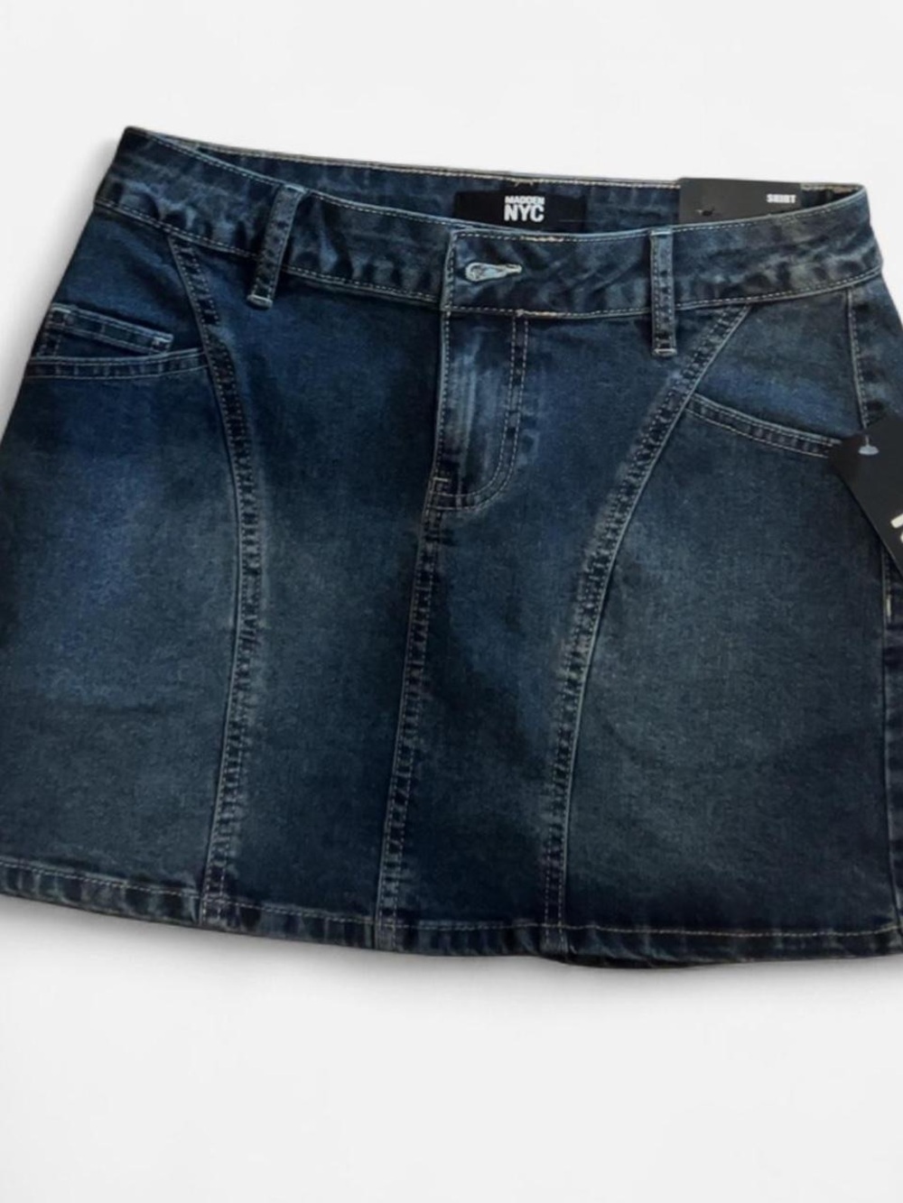 Cali 1850 Dark Denim Pleated Mini Skirt